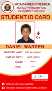 Professional School ID Card Template Editable Student Staff Badge Design Customizable  Printable