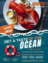 Professional Seafood Restaurant Flyer With Lo ใบปลิว (US Letter) template