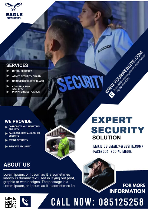 professional security services advertisement Template | PosterMyWall