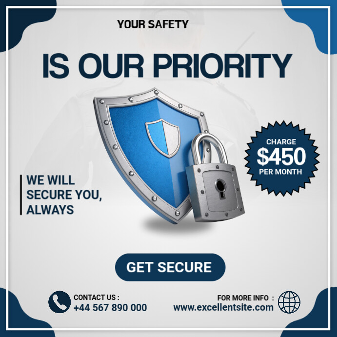 Professional Security Services Instagram Post Template | PosterMyWall