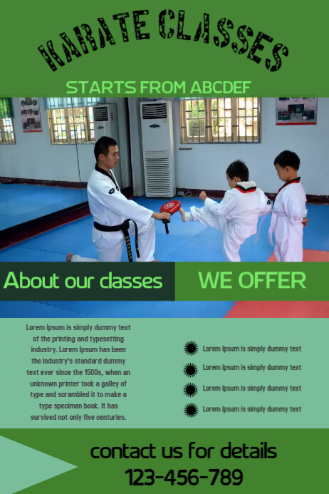 professional services,karate class poster,small business template