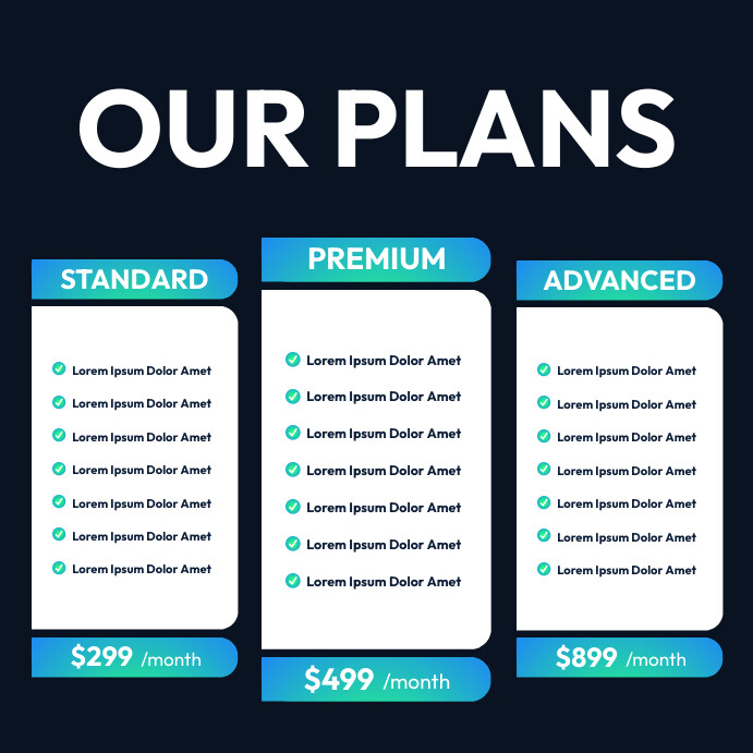 professional services price table Instagram Post template