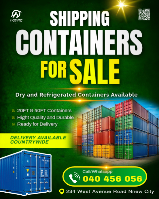 Container Example Poster Shipping Containers Sale Template | PosterMyWall