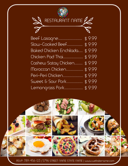 Professional Simple Restaurant Menu Design Fl Ulotka (US Letter) template