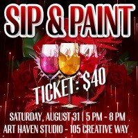 Professional Sip And Paint Flyer, Paint Party Flyer, Instagram Post Instagram-Beitrag template