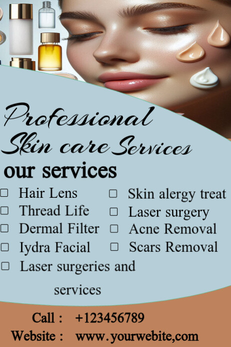 Professional skin care poster Cartaz template