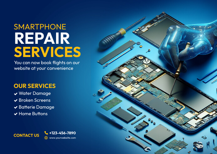 List Six Automotive Trades Which Offer Mobile Repair Services Copy of Professional Smartphone Repair Services Postc | PosterMyWall