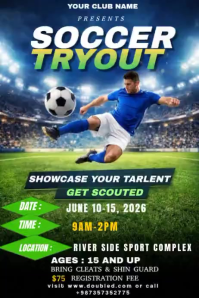 Professional Soccer Tryout Poster Video Póster template