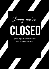 Professional Sorry We're Closed  A6 template