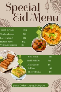 Professional Special Eid Menu Flyer Pinterest Graphic template