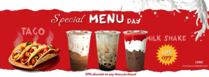 Czerwony special menu day Facebook-coverfoto Template