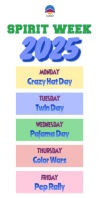 Professional Spirit Week Countdown High School Middle Schedule Classroom 2025 2026 Footbal Season Ha Spanduk Gulir Atas 3' × 6' template