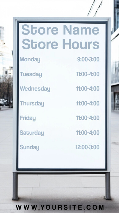 Plantilla de Professional Store Hours Of Work Digital Disp | PosterMyWall