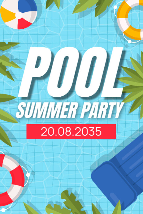 Professional Summer Pool Party Poster Template | PosterMyWall