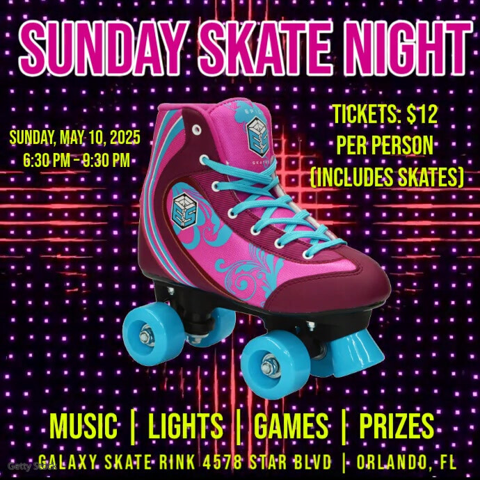 Professional Sunday Skating Night Flyers Instagram Post template
