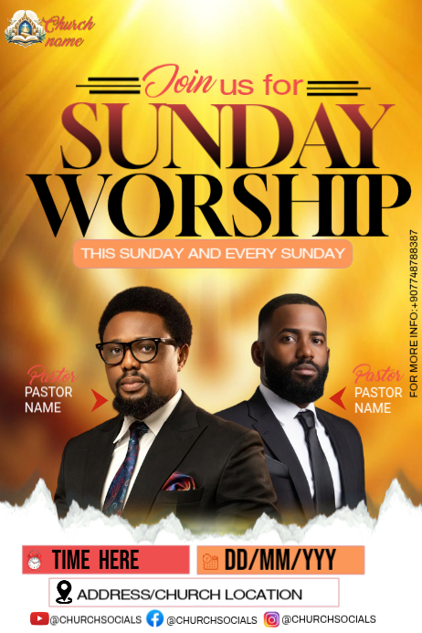 Sunday Worship Service Posters Template | PosterMyWall