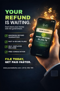 Professional Tax Refund Flyer & Income Tax Service Social Media Template Póster