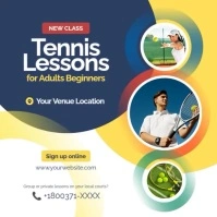 Professional Tennis Lessons For Adults Beginners Facebook Instagram Post template