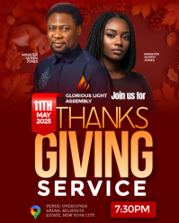 红色 Thanksgiving Service Instagram Portrait Template
