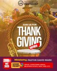 橙色 Thanksgiving Service Instagram Portrait Template