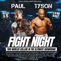 Professional Tyson Vs Paul Boxing Flyer Template Fight Night Video Flyer Instagram Post