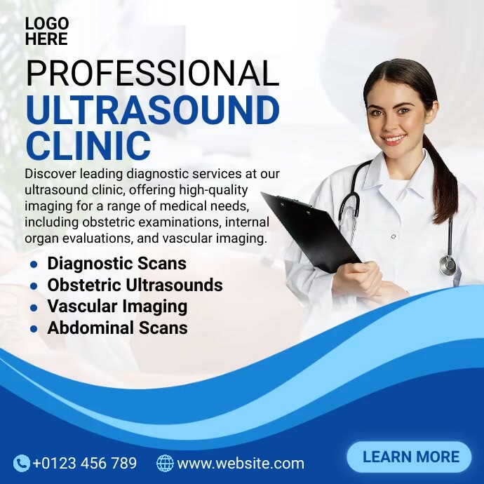 Professional Ultrasound Clinic Ads Instagram Post template