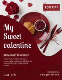 Professional Valentine Day Food Discount Flyer (us Letter) template