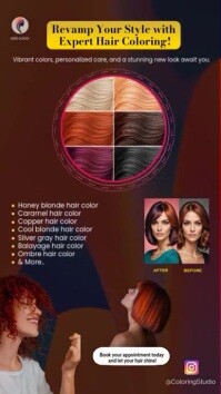 Professional Vertical Hair Coloring Before & After Salon Flyer Template – Editable Instagram Reel