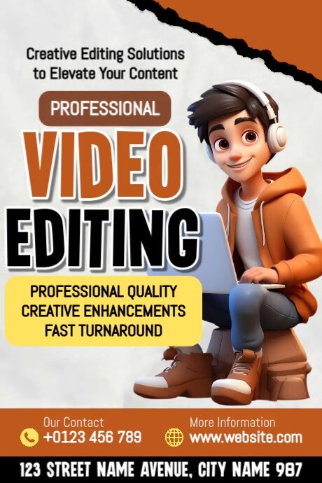 Professional Video Editing Ads Плакат template