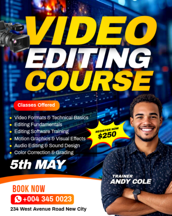 Training Editing Video Editing Course Template | PosterMyWall