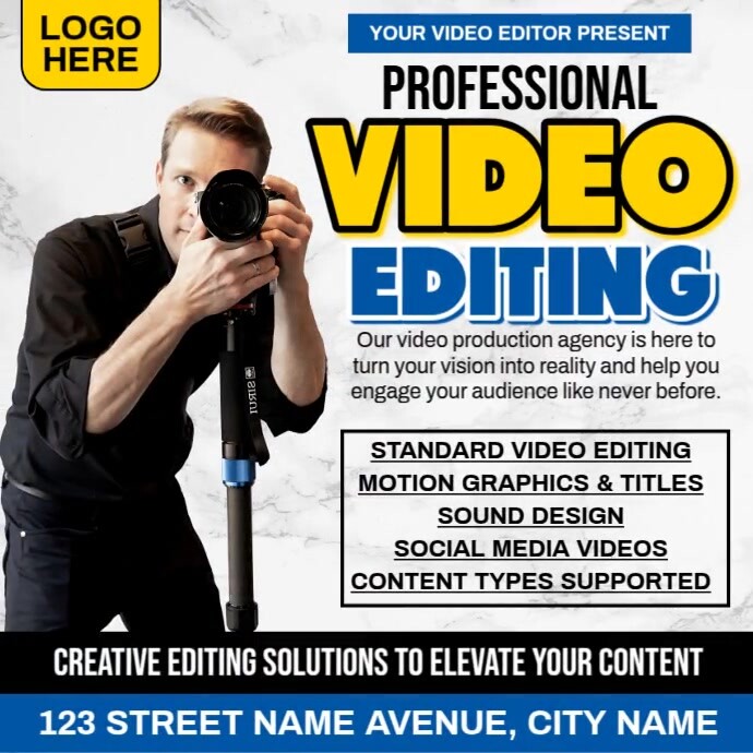 Copy of Professional Video Editing | PosterMyWall