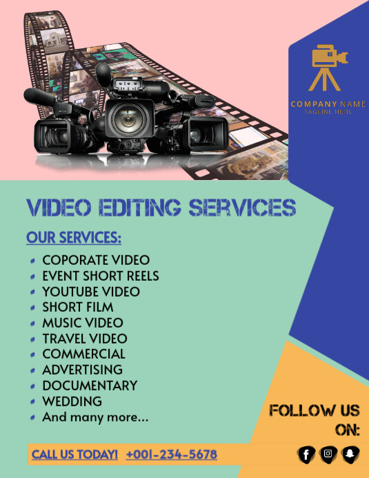 Videostudio Flyer Professional Video Editing Services Flyer (us Template | PosterMyWall