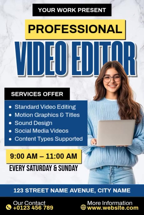 Professional Video Editor Template | PosterMyWall