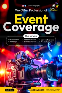 Professional Videographer event YouTube coverage advertisement poster maker Editable flyer template
