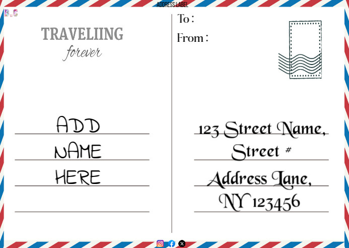 Image 4 for Airmail Postcard Template