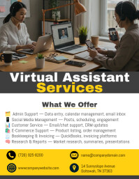 White Virtual Assistant Services Flyer Template
