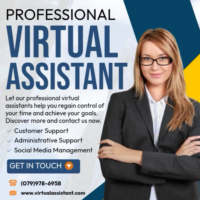 Professional Virtual Assistant Template | PosterMyWall