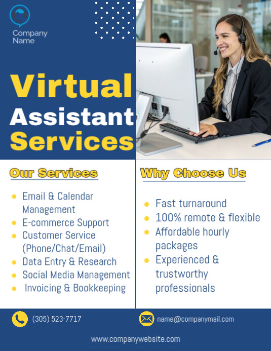 Professional Virtual Assistant Service Flyer template