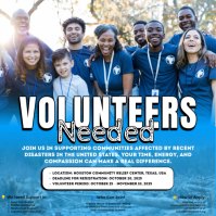 Professional Volunteer Needed For Disaster Relief In Usa Square (1:1) template
