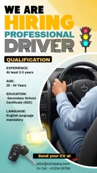 Professional We Are Hiring Driver Instagram Story template