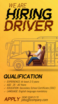 Driver Advert Professional Hiring Bus Driver Ad Instagram Story Template | PosterMyWall