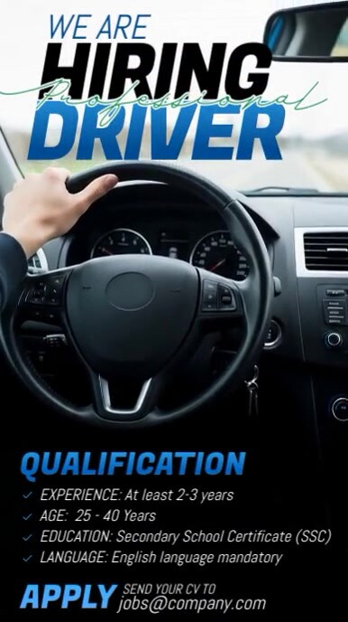 Professional We Are Hiring Driver Instagram Story Instagram-verhaal template