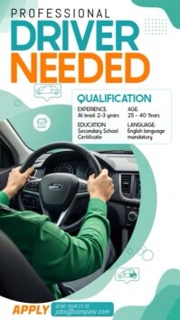 Professional We Are Hiring Driver Instagram Story Instagram-verhaal template