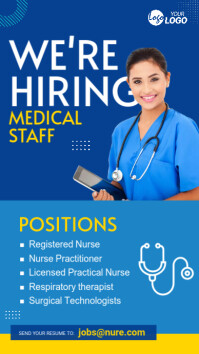 Professional We Are Hiring Nurses Digital Display (9:16) template