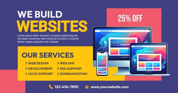Professional Website Design Service Ad Templa Facebook Shared Image template