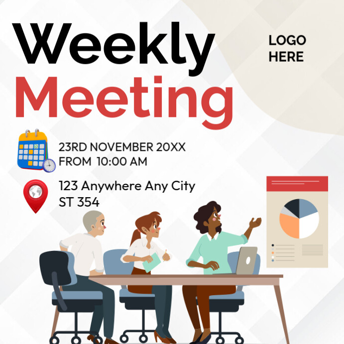 Weekly Meetup Post Professional Weekly Meeting Instagram Post Template | PosterMyWall