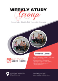 Professional Weekly Study Group Event Flyer Template A6