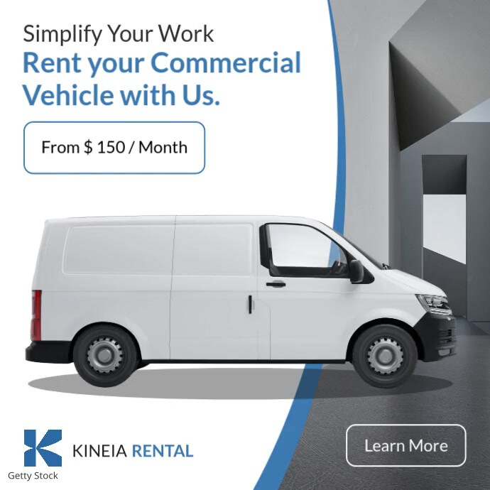 Professional White And Blue Minimal Commercial Vehicles Advertisement 2025 2026 2027 2028 2029 2030 Post Instagram template