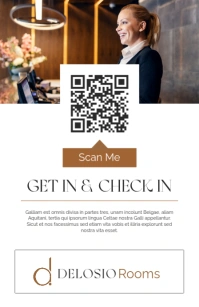 Professional White And Brown Minimal Qr Code Get In And Check In B&b Half Page Advertisement  Half P template