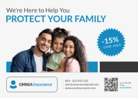 Professional White Black And Black Modern Minimal Family Insurance Advertisement 2025 2026 2027 2028 Postcard template